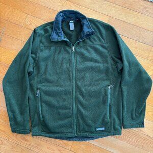 REI Jacket Full Zip Fleece Mens‎ L Polartec Ribbed Stretch Cozy Outdoor Green